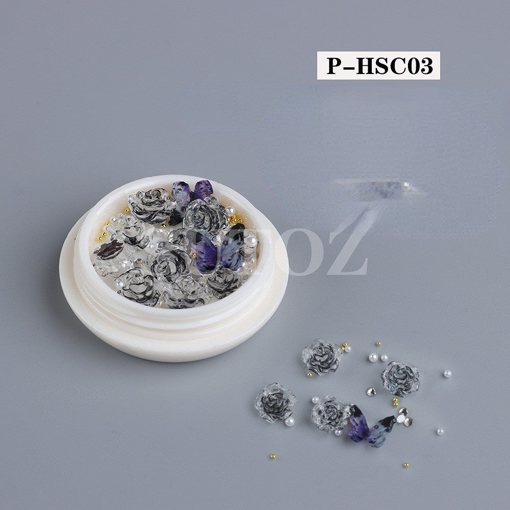 Wholesale Rose Aurora Resin Nail Stickers