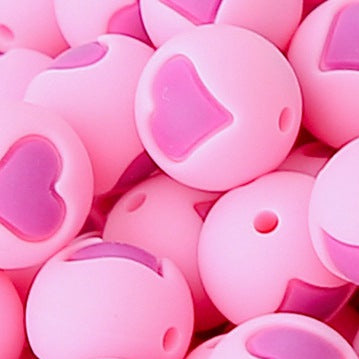 Venta al por mayor 100 Uds corazón de grado alimenticio redondo 15mm cuentas de silicona