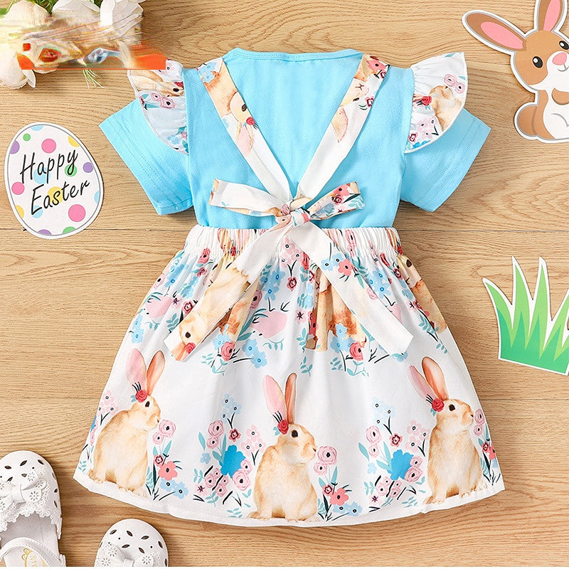 Wholesale Girls Easter Pure Color Cotton Bib Dress Baby Clothes