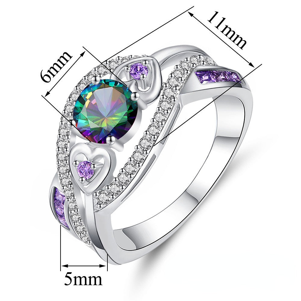 Wholesale Heart Zircon Couple Copper Rings