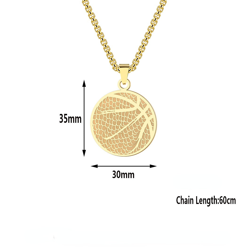 Wholesale Stainless Steel Basketball Pendant Necklace