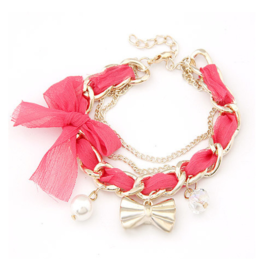 Wholesale Bow Knot Pearl Alloy Bracelet
