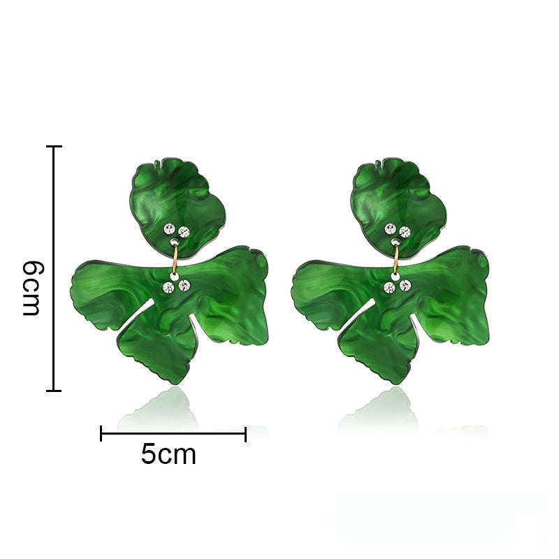 Wholesale Holiday Exaggerated Clover Resin Earrings