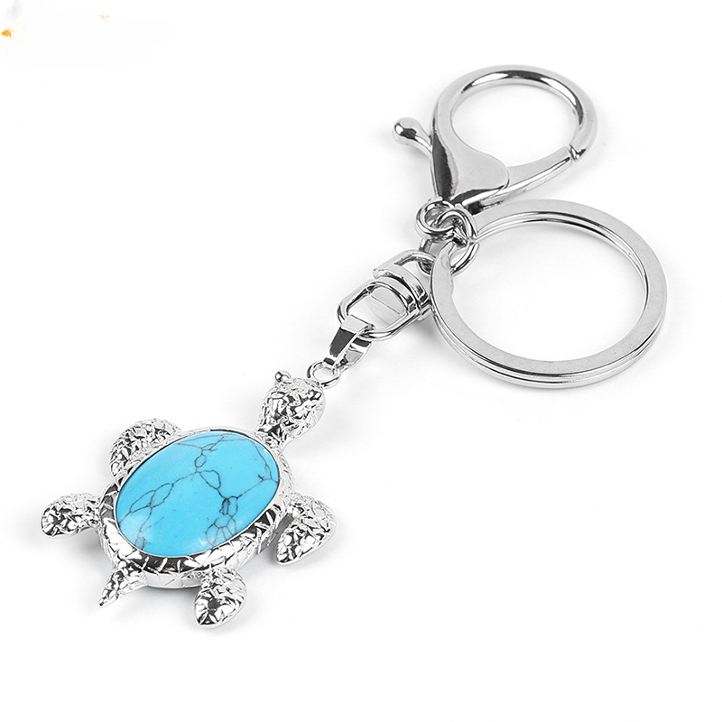 Wholesale Natural Stone Crystal Sea Turtle Keychain