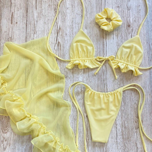 Wholesale Mesh Skirt Pleated Bikini Polyester Swimwear