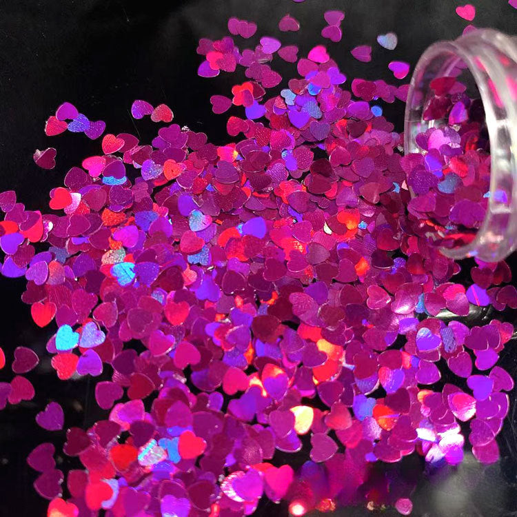 Wholesale Colorful Laser Peach Heart Nail Sequins