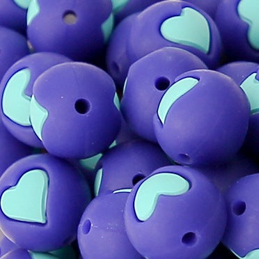 Venta al por mayor 100 Uds corazón de grado alimenticio redondo 15mm cuentas de silicona