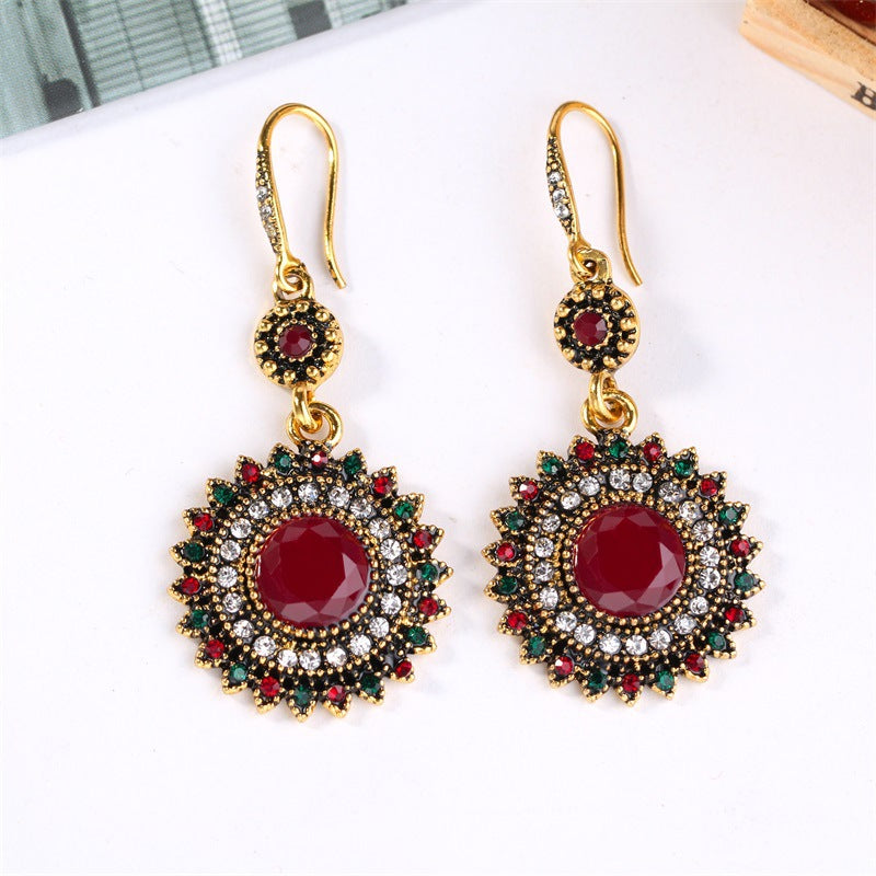 Wholesale Vintage Bohemian Sunflower Alloy Earrings