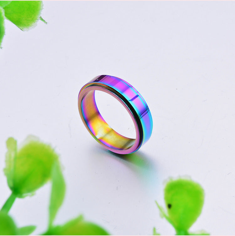 Wholesale Jewelry Color Rotation Glare Titanium Steel Rings