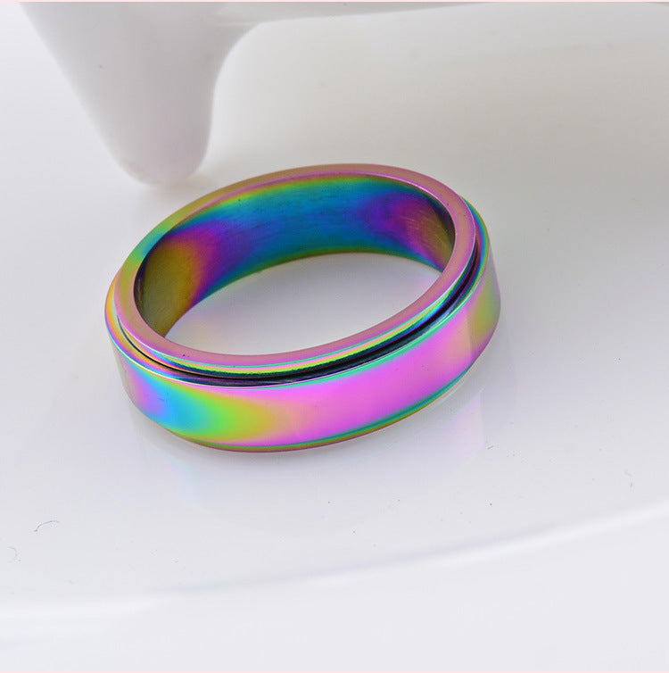Wholesale Jewelry Color Rotation Glare Titanium Steel Rings