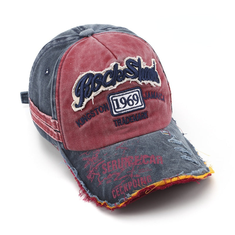 Wholesale Cotton Washed Old Letter Embroidery Ripped Cap