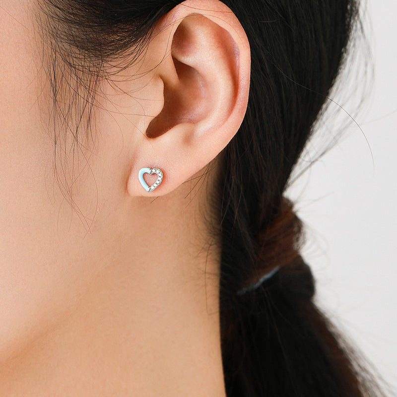 Wholesale S925 Sterling Silver Micro Pavement Stitching Heart Bracelet Earrings Set OLY-BT-MoD010