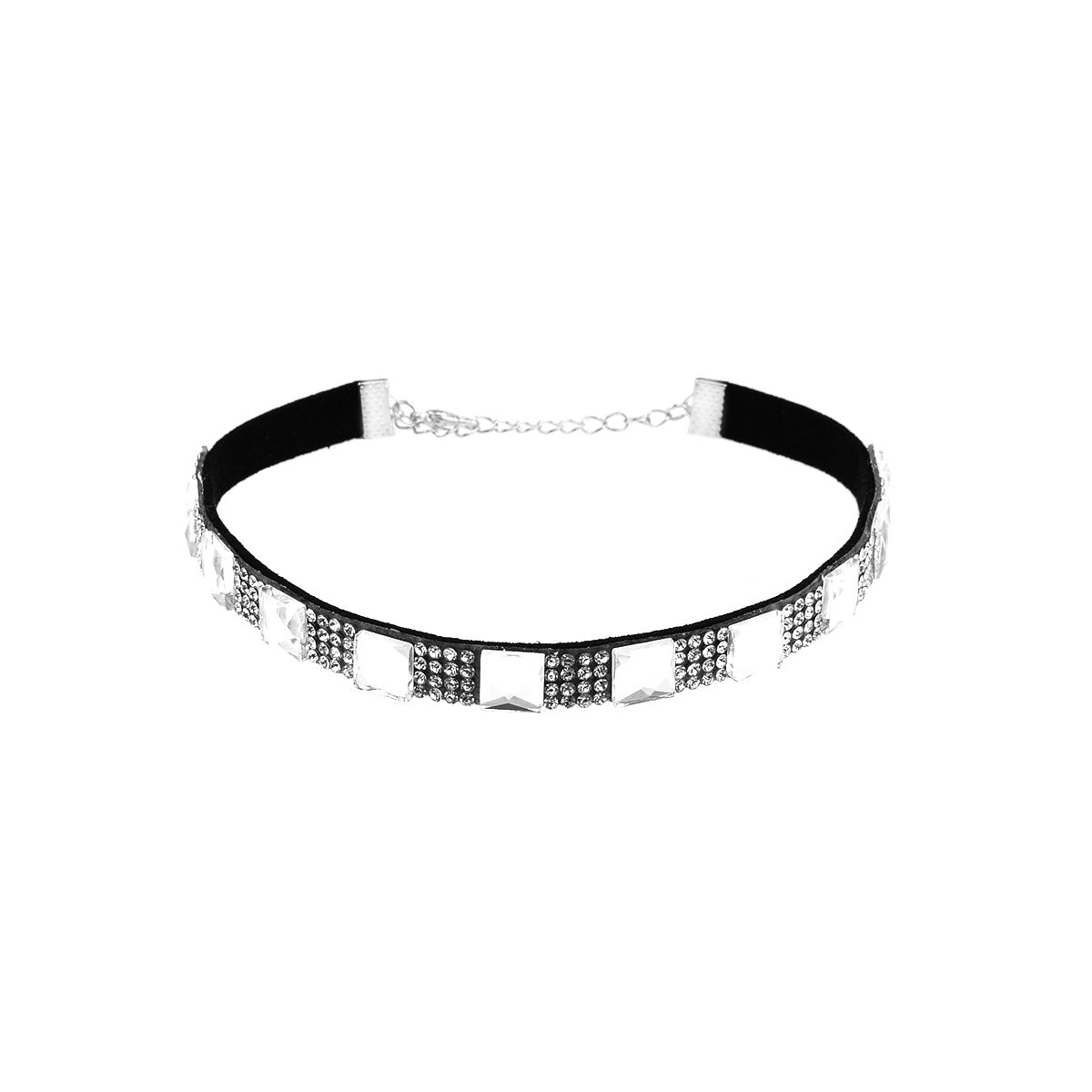 Wholesale Exaggerated Square Diamond Faux Suede Necklaces