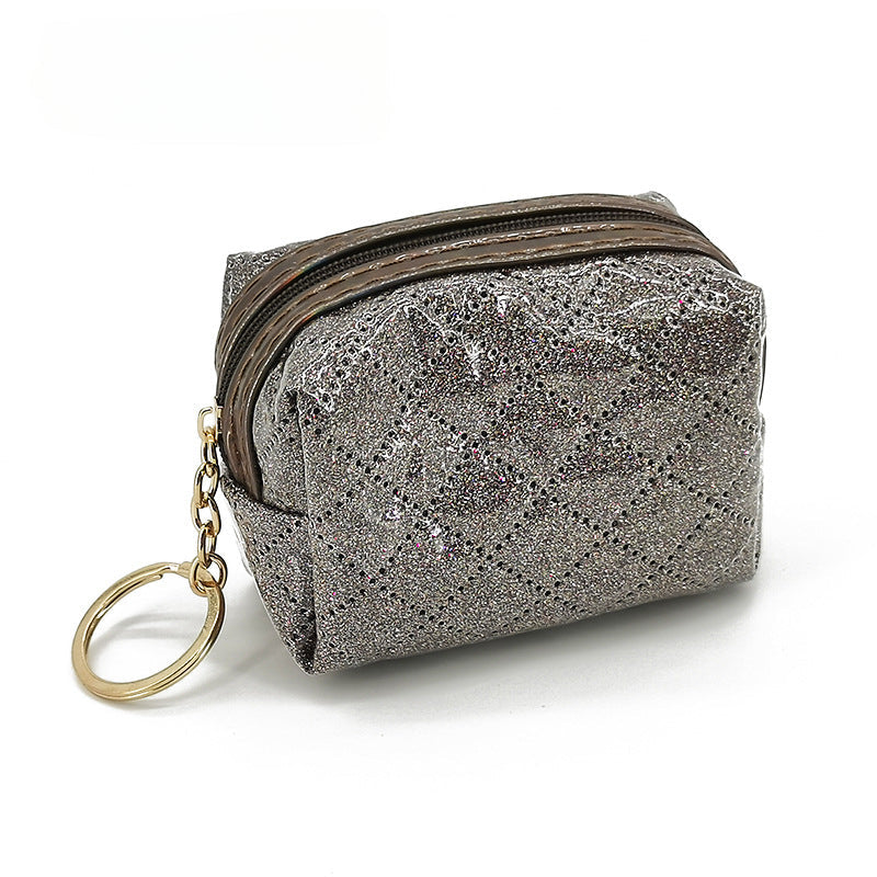 Wholesale Shiny Leather Mini Zipper PVC Keychain Wallet