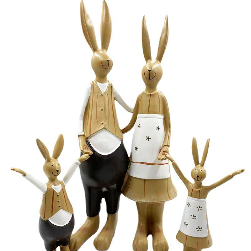 Wholesale Resin Family of Four Rabbit Decoration