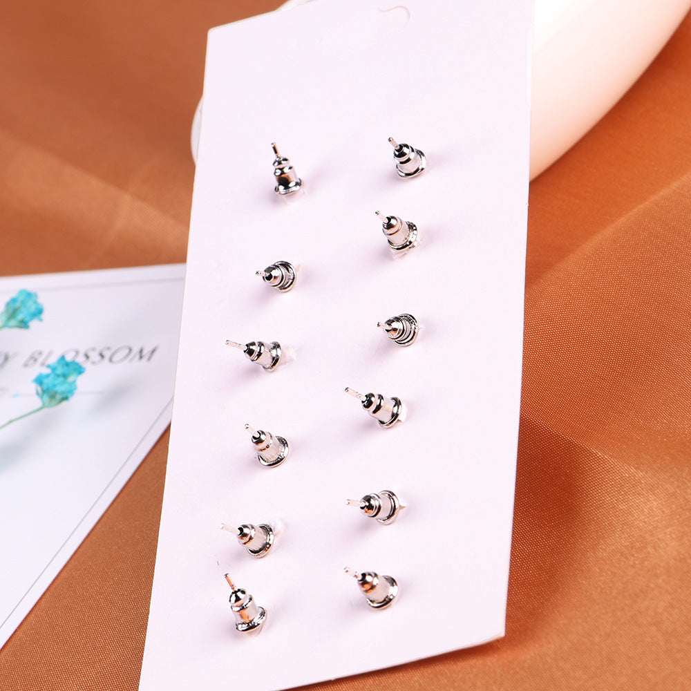 Venta al por mayor Triangle Gems Alloy Ear Studs 6 Pares