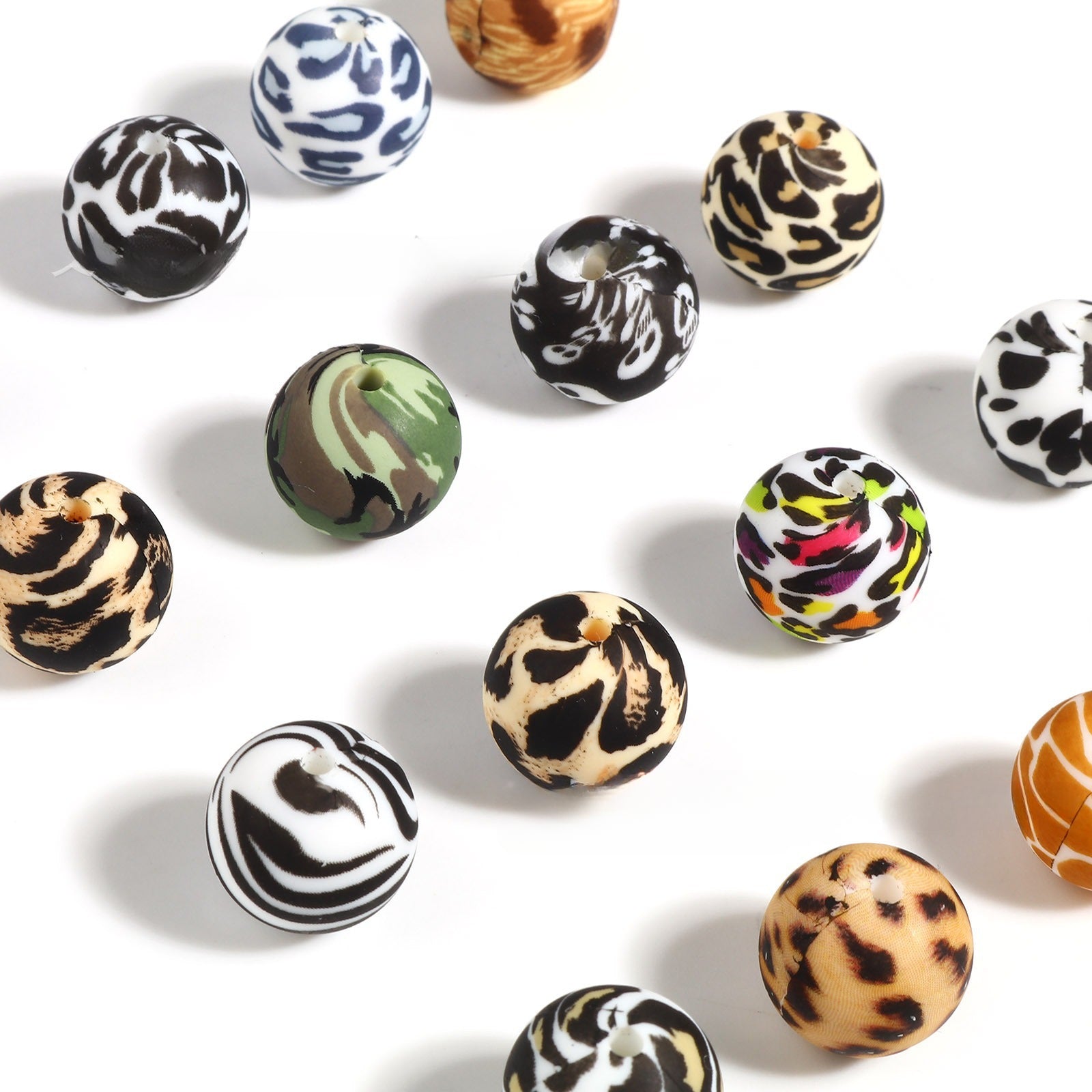 Wholesale 50PCS 12MM Watermark Leopard Pattern Silicone Beads
