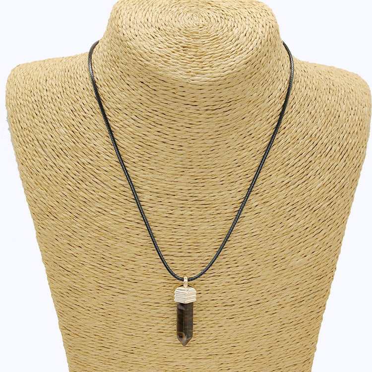 Wholesale Pendant Leather Cord Hexagon Pillar Resin Necklaces