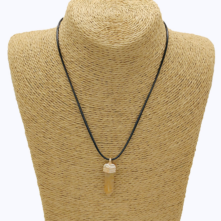 Wholesale Pendant Leather Cord Hexagon Pillar Resin Necklaces