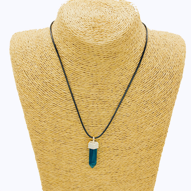 Wholesale Pendant Leather Cord Hexagon Pillar Resin Necklaces