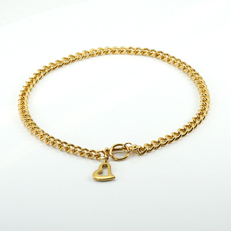 Venta al por mayor de acero inoxidable 18K amor corazón titanio acero collar OLY-NE-ZY002