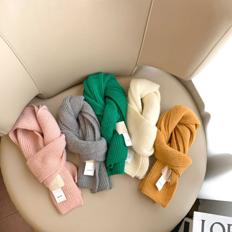 Wholesale Kids Australian Wool Solid Color Simple Double-sided Wool Scarf