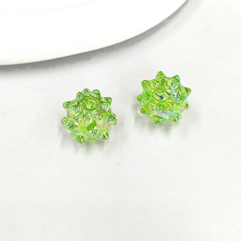 Wholesale14mm 100pcs/pack UV Electroplated Sea Urchin Candy Colored Acrylic Beads