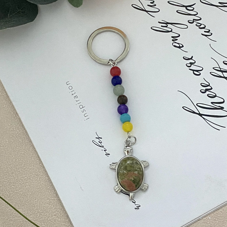 Wholesale Natural Crystal Turtle Keychain