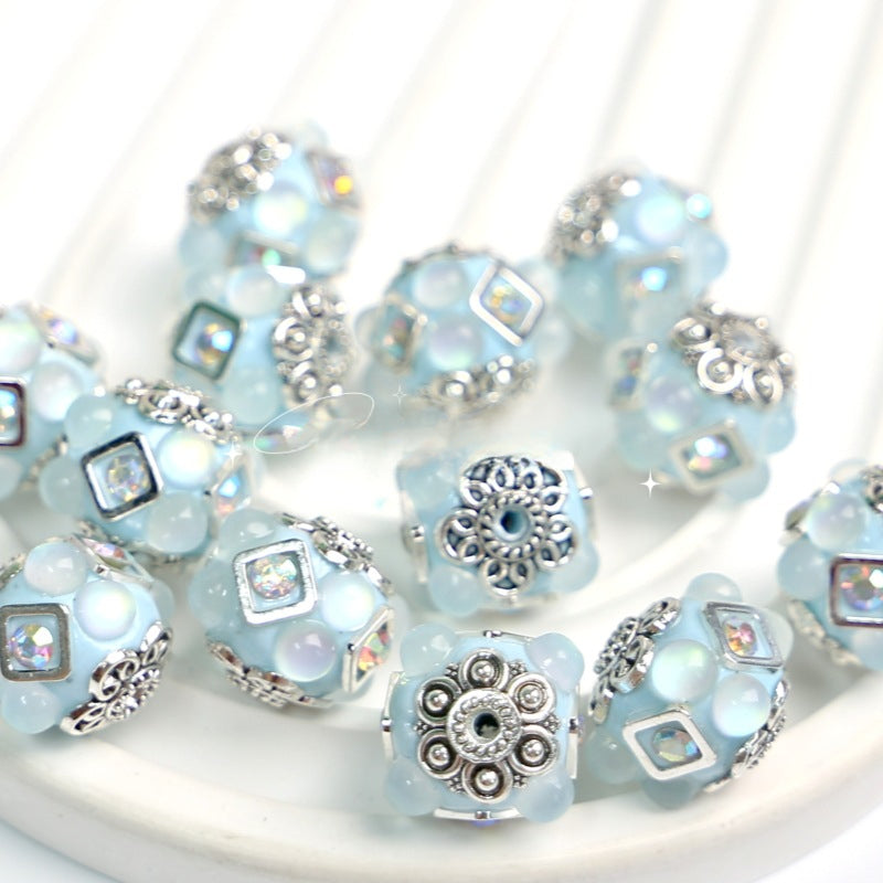 Wholesale Pigeon Egg Clay Inlaid with Diamond Straight Hole Diamond Beads