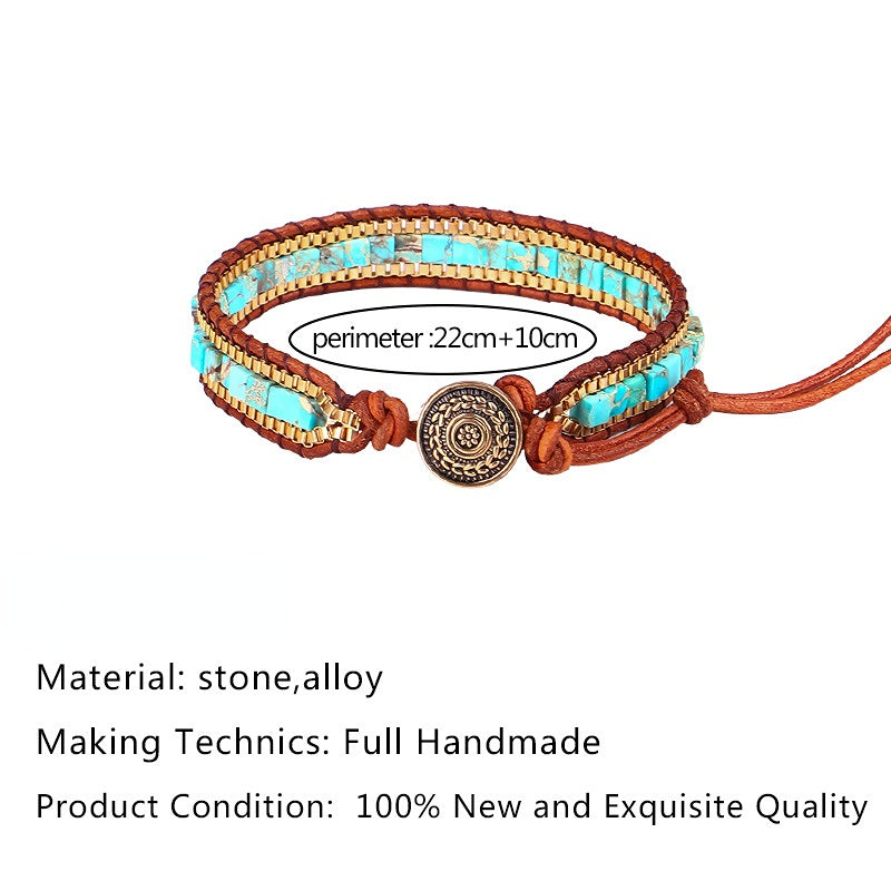 Beads de piedra del emperador al por mayor pulsera de cuero