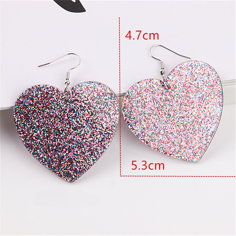 Wholesale Valentine's Day Glitter Heart Acrylic Earrings
