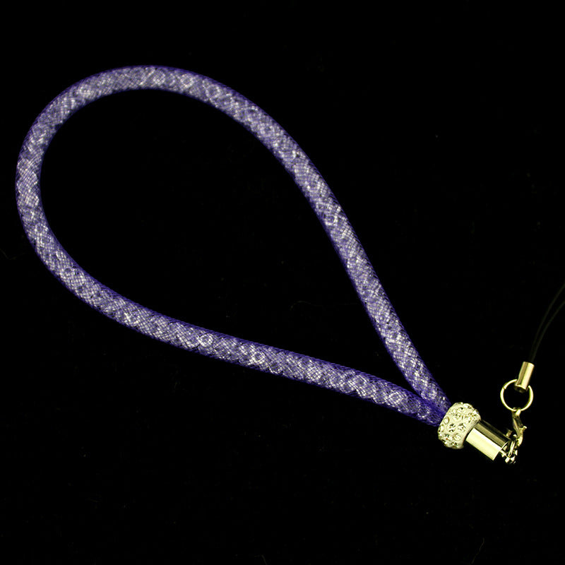 Keychain de cordón de la red de pesca de diamantes de imitación