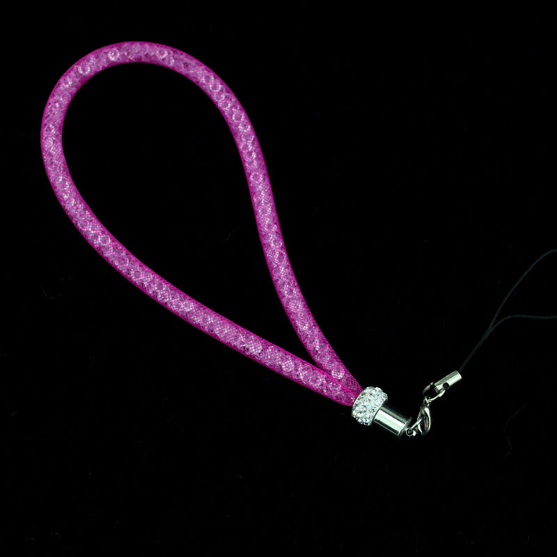 Keychain de cordón de la red de pesca de diamantes de imitación