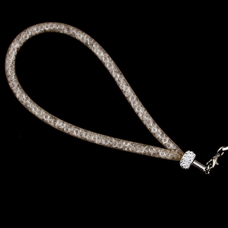 Keychain de cordón de la red de pesca de diamantes de imitación