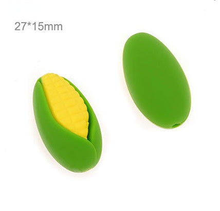 Venta al por mayor 50 piezas de perlas de silicona de maíz de frutas