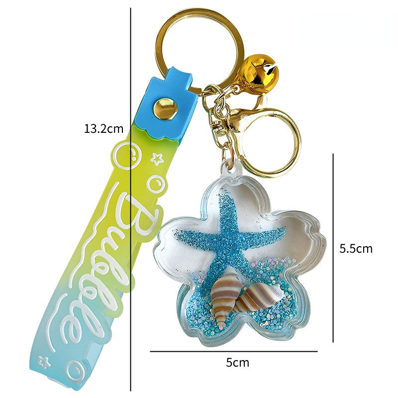 Wholesale Floating Starfish Cherry Blossom Acrylic Keychains