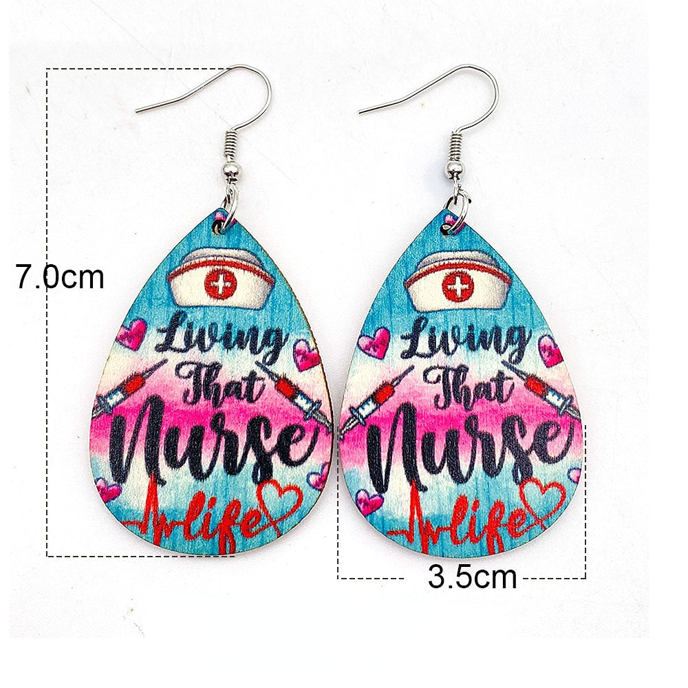 Pendientes De Madera De Lágrima Del Día De Las Enfermeras al por mayor