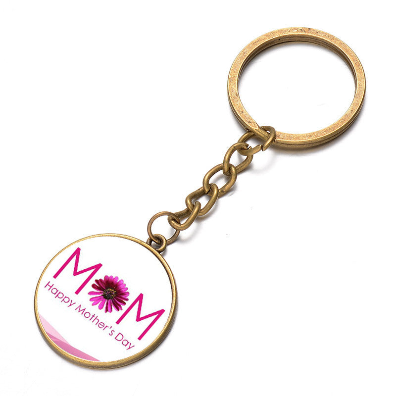 Wholesale Mother's Day Time Stone Pendant Zinc Alloy Keychain