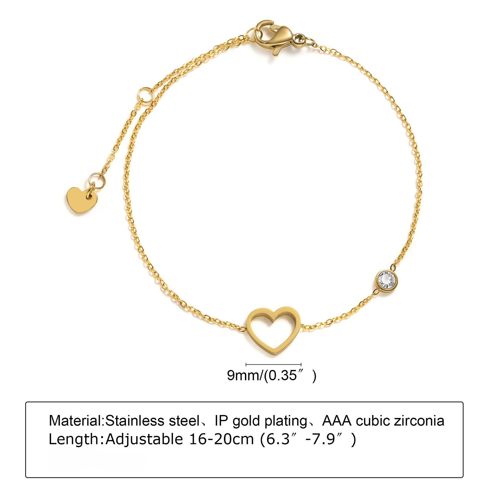 Brazalete ajustable de circón de acero inoxidable al por mayor