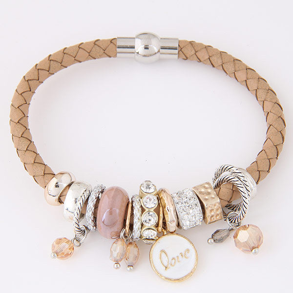 Wholesale Simple Multi-Element Leather Alloy Bracelet