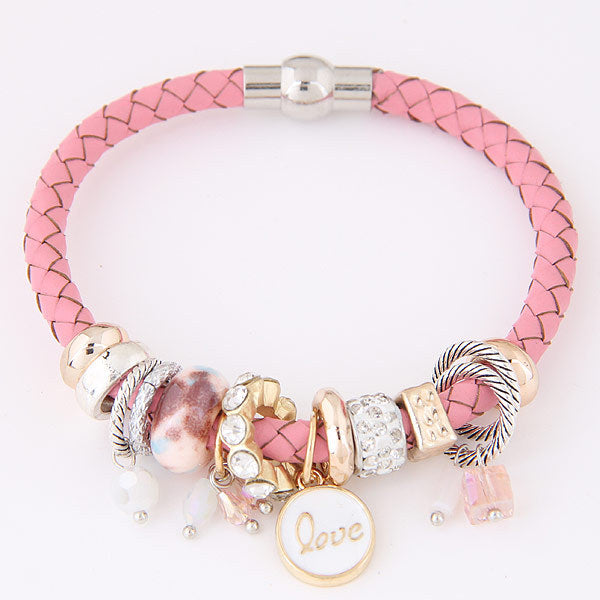 Wholesale Simple Multi-Element Leather Alloy Bracelet