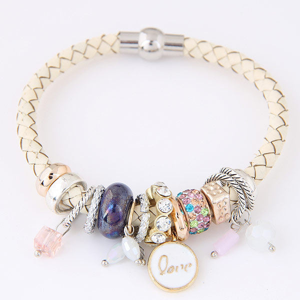 Wholesale Simple Multi-Element Leather Alloy Bracelet