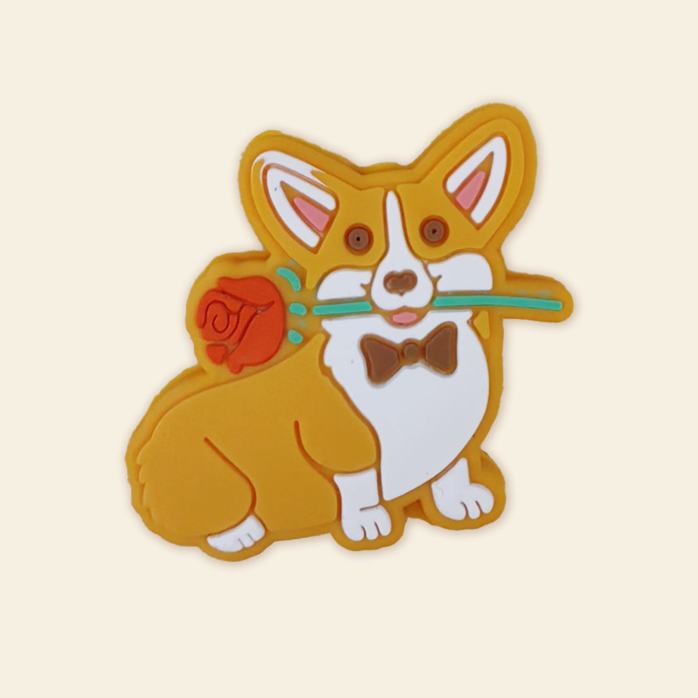 Wholesale 10pcs Cute Puppy Rose Flower Silicone Focal Beads