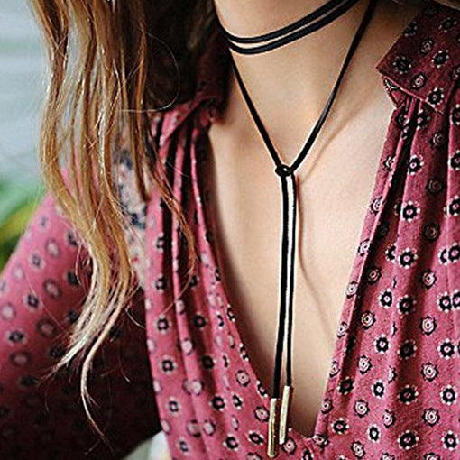 Wholesale Suede Free Adjustment Sweater Necklace
