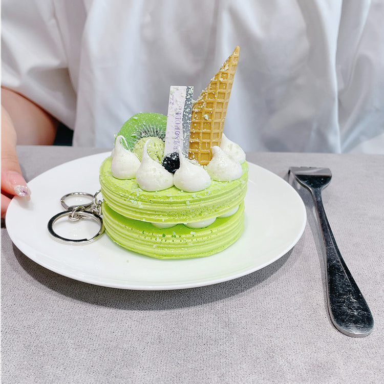 Wholesale Pvc Imitation Matcha Cake Creative Keychain