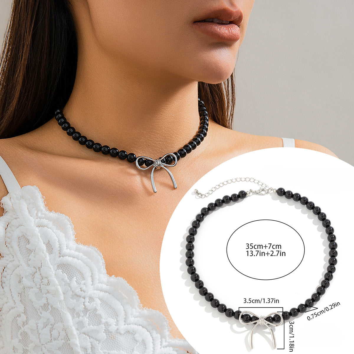 Wholesale Bow Beaded Alloy Necklaces