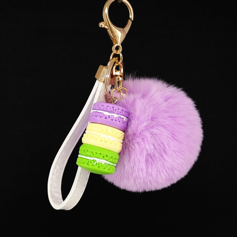 Wholesale Alloy Macaron Hair Ball Keychain