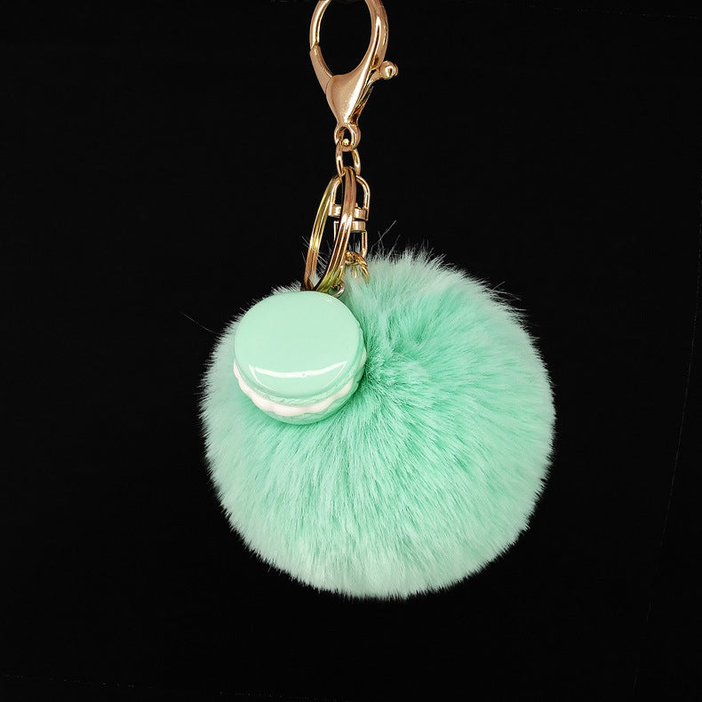 Wholesale Alloy Macaron Hair Ball Keychain