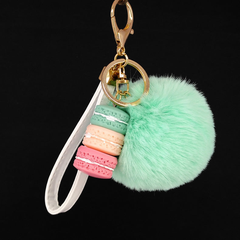 Wholesale Alloy Macaron Hair Ball Keychain