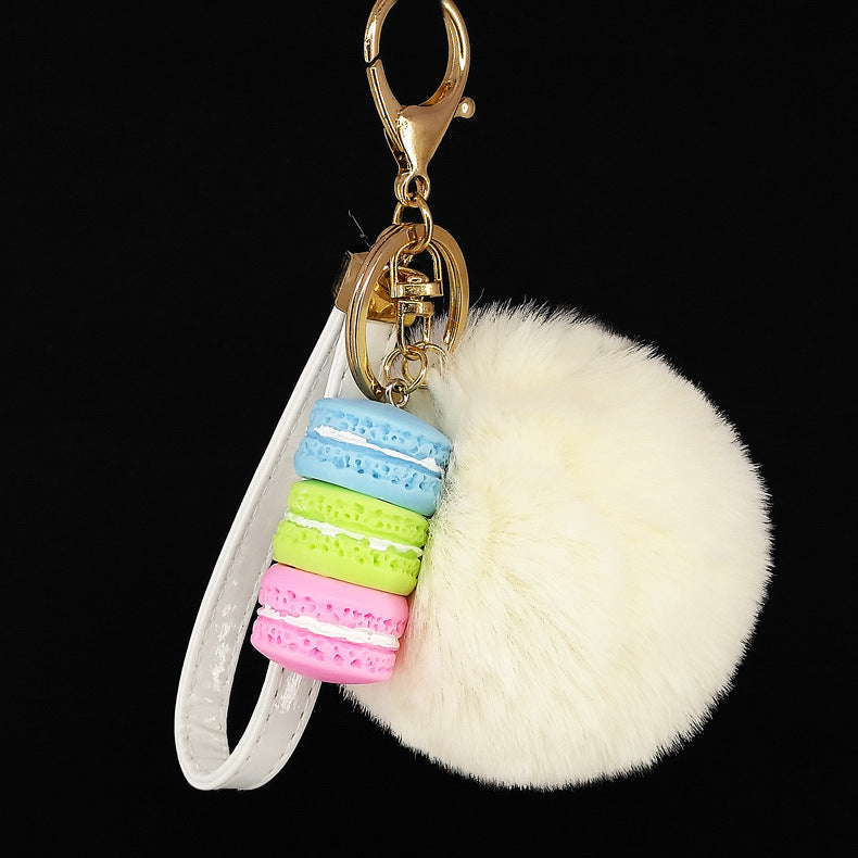 Wholesale Alloy Macaron Hair Ball Keychain